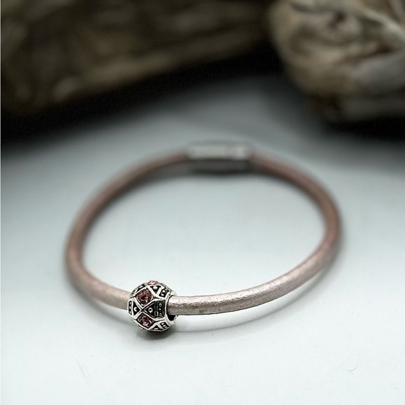 Sister Love Charm Bead Bracelet Set - Pink, Purple & Brown with leather Bracelet - Picture 3 of 3